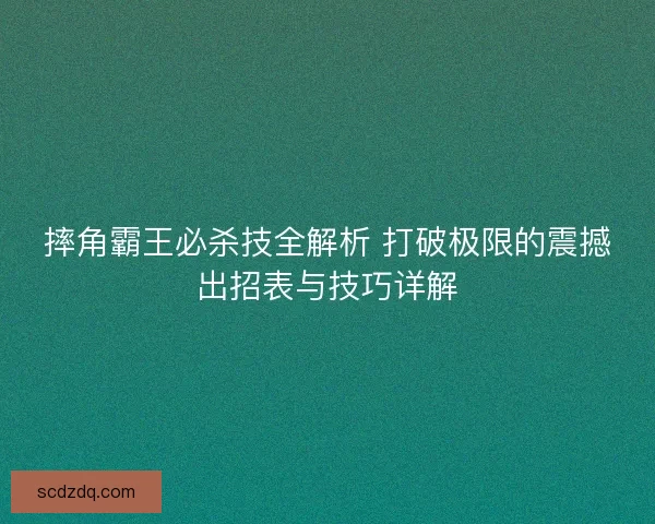 摔角霸王必杀技全解析 打破极限的震撼出招表与技巧详解