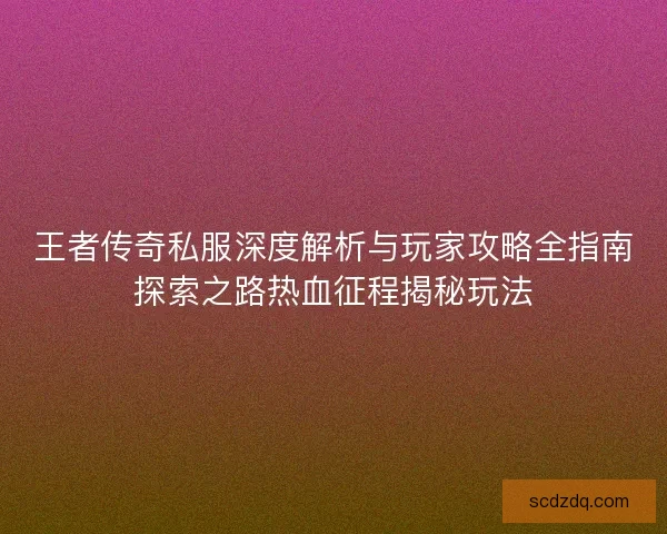 王者传奇私服深度解析与玩家攻略全指南探索之路热血征程揭秘玩法